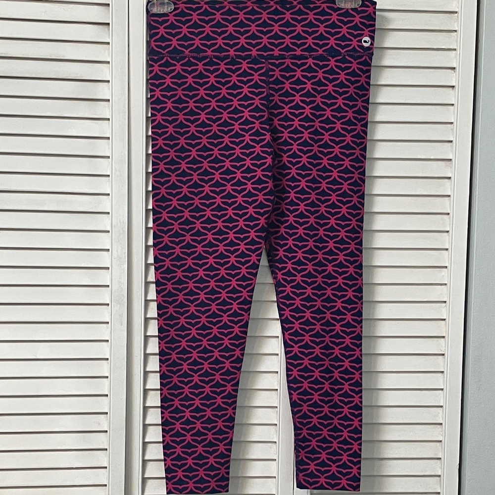 Vineyard Vines Navy and Pink Geometric Leggings